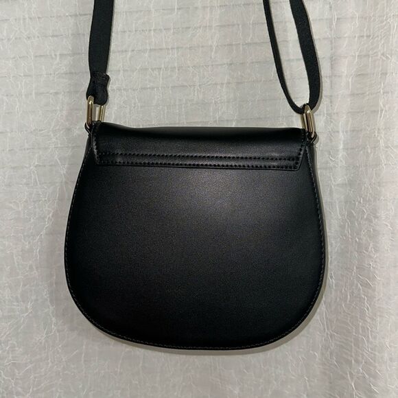 Ted Baker Darcell Black Faux Leather Gold Tone Logo Textured Grosgrain Strap Bag - Picture 4 of 16
